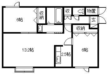 ソレイユ南(2LDK/1階)の間取り写真
