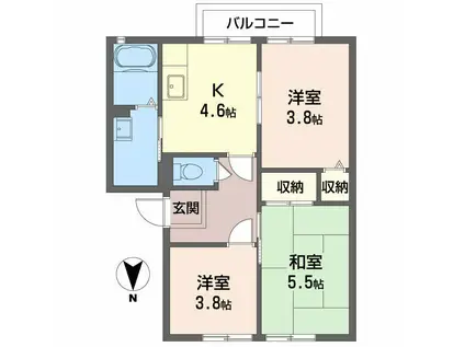 グランドゥールA・C(3K/1階)の間取り写真
