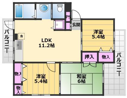ロイヤルライフ21(3LDK/1階)の間取り写真