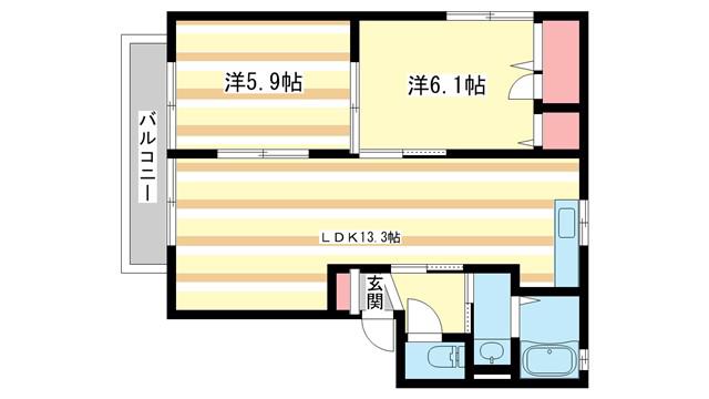リモーネA(3DK/1階)の間取り写真