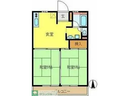 原島マンション(2DK/2階)の間取り写真