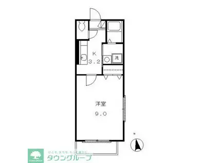 ルミエール(1K/2階)の間取り写真