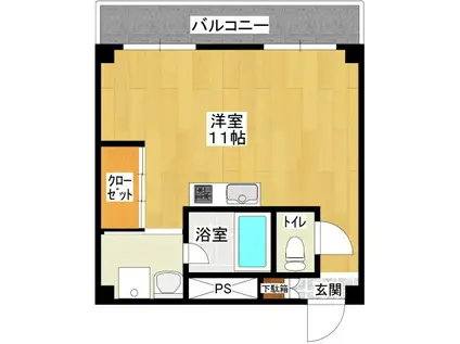 ハイツプリシア(ワンルーム/3階)の間取り写真