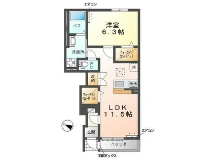 KAKINOKI TERRACE(1LDK/1階)の間取り写真