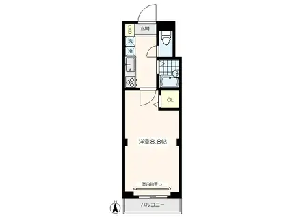 シダーハウス(1K/1階)の間取り写真