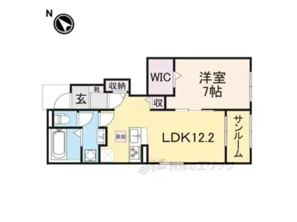 パインオークVIII(1LDK/1階)の間取り写真