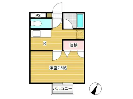 ハイツハープB(1K/1階)の間取り写真