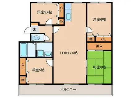龍ハイツ(4LDK/3階)の間取り写真