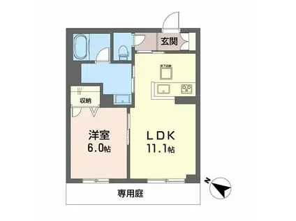 フルールブラン(1LDK/1階)の間取り写真