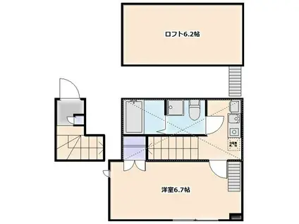 メゾン・ド・デタント(1K/2階)の間取り写真