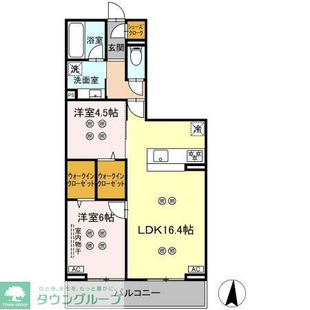 ローテ ベルク(2LDK/3階)の間取り写真