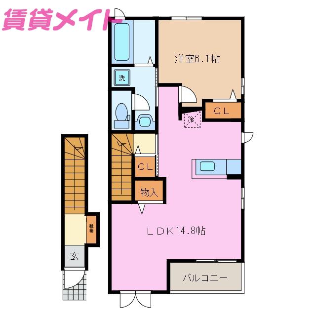 シオン I(1LDK/2階)の間取り写真