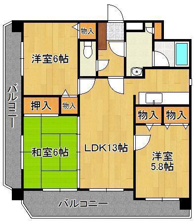ヒルサイド守恒(3LDK/5階)の間取り写真