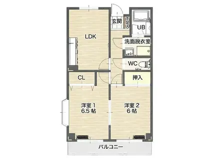 リンピアクボタ(2LDK/3階)の間取り写真