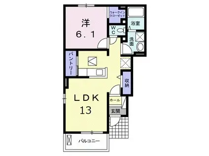 ルミナス I(1LDK/1階)の間取り写真