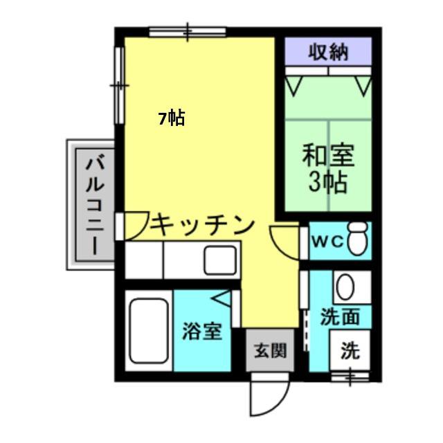 奥田マンション(1DK/2階)の間取り写真