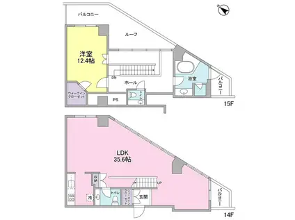フォレストタウン参宮橋(1LDK/14階)の間取り写真