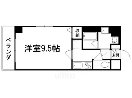 アスヴェル京都二条駅前II(1K/3階)の間取り写真