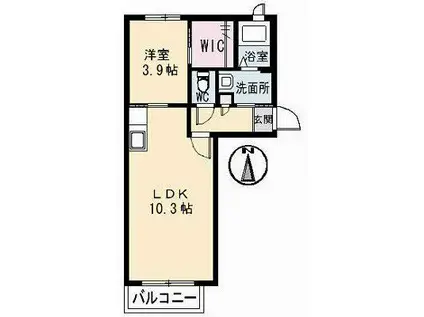 シャーメゾン学南町(1LDK/1階)の間取り写真