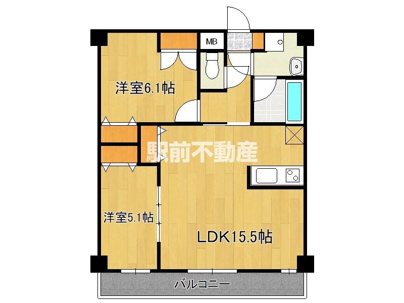 S-FORT佐賀天神(2LDK/14階)の間取り写真
