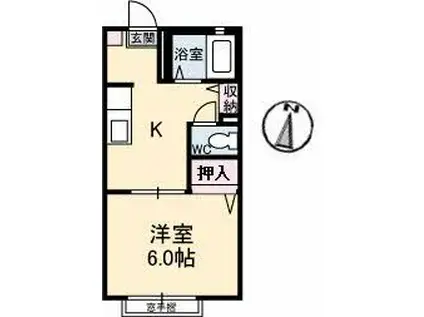 ラ・カーザB(1K/1階)の間取り写真