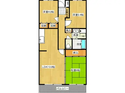 エスティ西大津 3LDK(3LDK/1階)の間取り写真