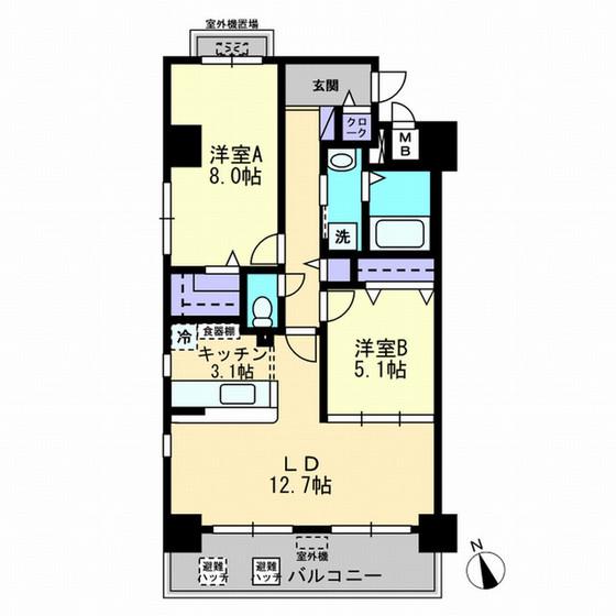 リッチ・クレールマンション(2LDK/6階)の間取り写真