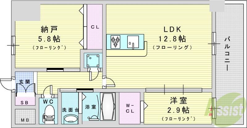 スプランディッドライズ新大阪ノース(2LDK/5階)の間取り写真