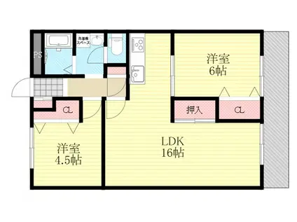 コスモハイツ(2LDK/2階)の間取り写真