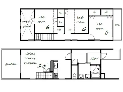プレステージ森南(3LDK/1階)の間取り写真