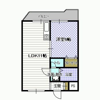 グランドハイツ2号館(1LDK/1階)の間取り写真