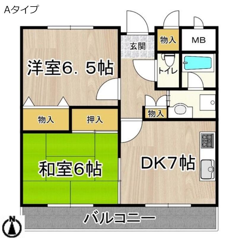 メゾンイサム(2DK/2階)の間取り写真