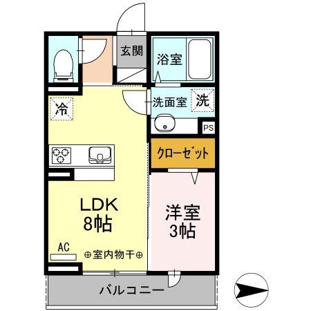 ルナマリア国立A(1LDK/1階)の間取り写真