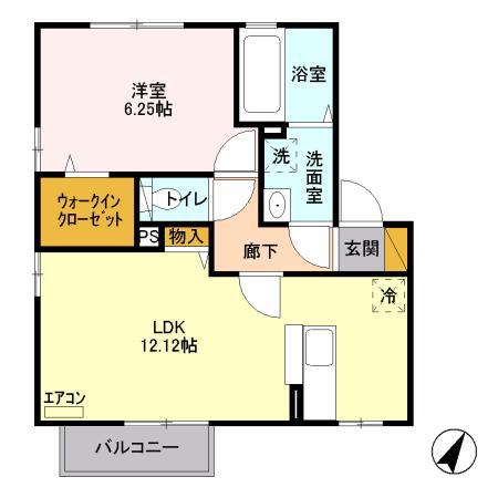 メール・ド・ルミエールB(1LDK/2階)の間取り写真