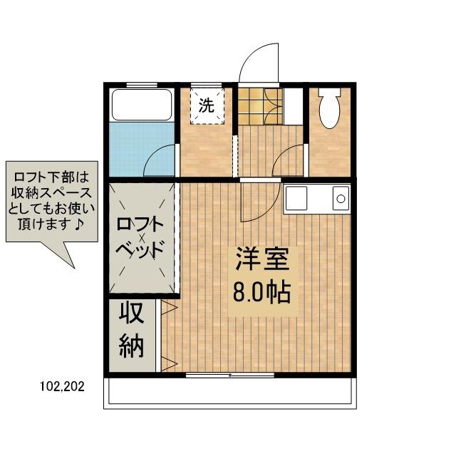ランドハウス(1K/2階)の間取り写真