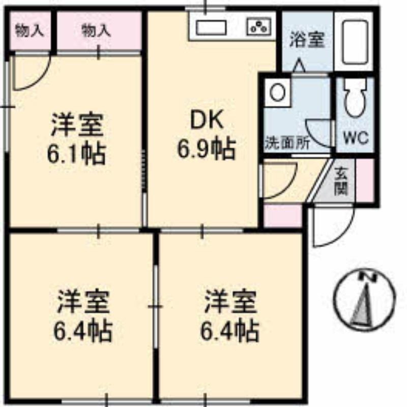 エステートK(3DK/1階)の間取り写真