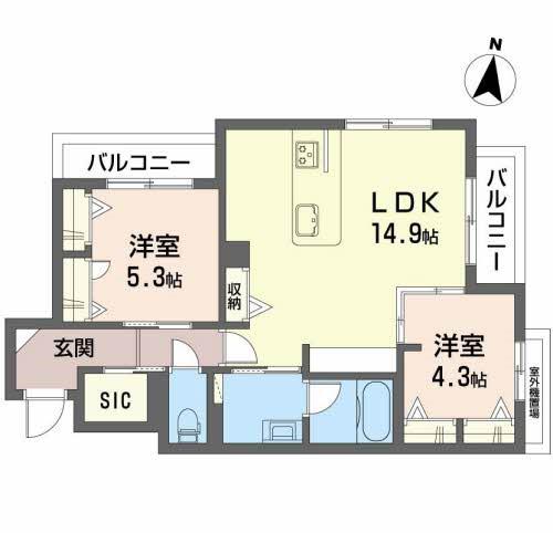 シャーメゾン南田辺II(2LDK/3階)の間取り写真