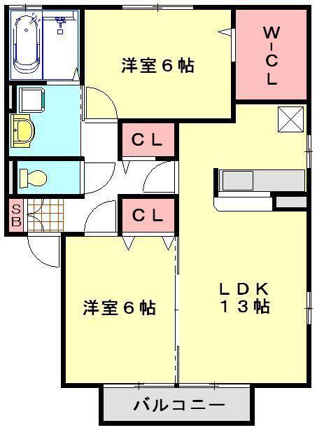 グリーンスクエアD(2LDK/1階)の間取り写真