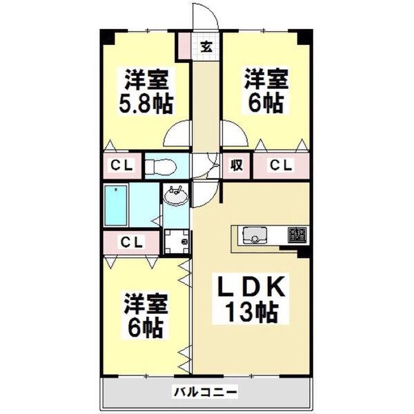 グランコート横川(3LDK/1階)の間取り写真