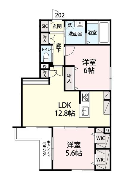 メゾン湘南江の島(2LDK/2階)の間取り写真