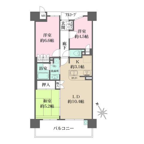 藤和八尾駅前ホームズ(3LDK/9階)の間取り写真