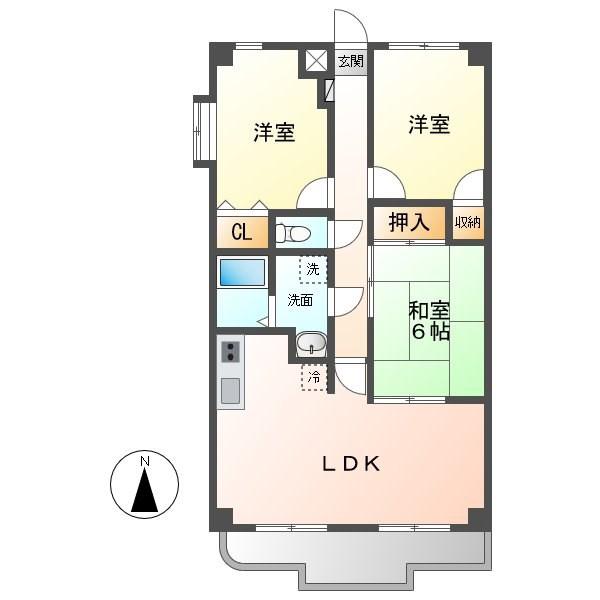ノーブルコートサイド(3LDK/5階)の間取り写真