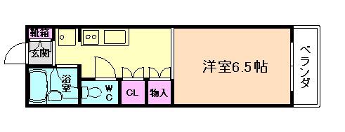 アスグロー箕面(1K/1階)の間取り写真