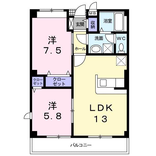 シリウス 29 II(2LDK/2階)の間取り写真