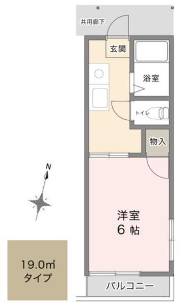リバティ湘南(1K/2階)の間取り写真