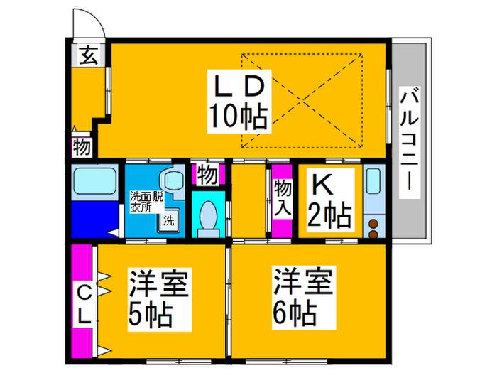 かなおかビレッジ(2LDK/1階)の間取り写真