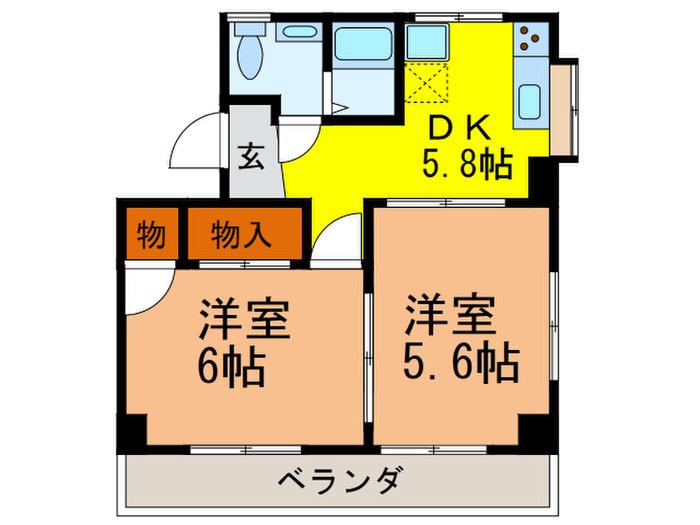 フラット大竹(2DK/1階)の間取り写真