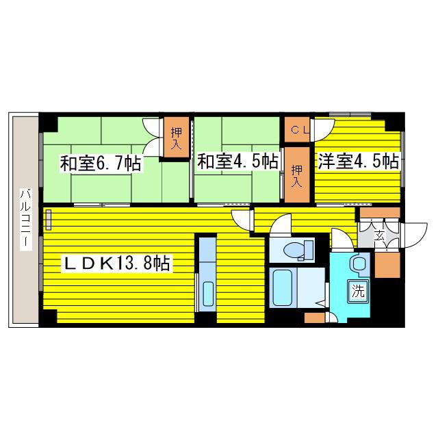 オークコート141(3LDK/9階)の間取り写真