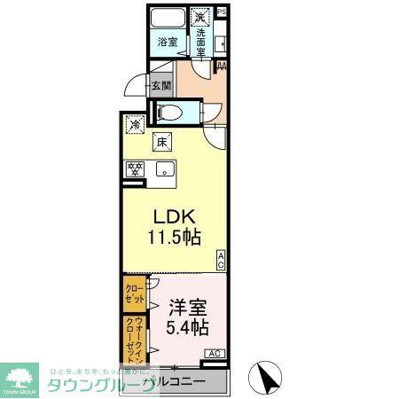 グラナーデ扇II(1LDK/1階)の間取り写真