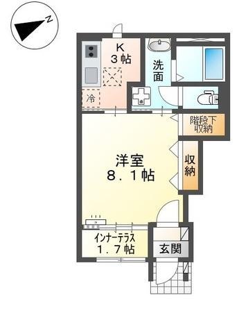 シャンブッシュ(1K/1階)の間取り写真